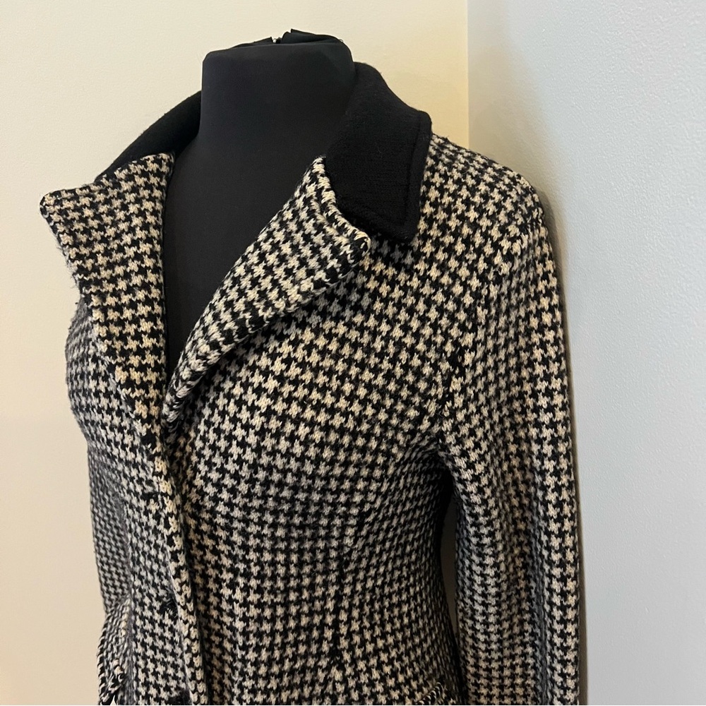 Lauren Ralph Lauren Houndstooth equestrian Wool Peacoat XL Fits S/M Black White - Picture 4 of 10